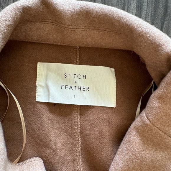 Women's Stitch and Feather Full Length Long Camel Brown Coat - Picture 4 of 9